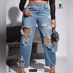 Plus High waisted ripped straight Jeans